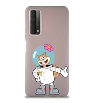 Huawei Y7A Soft Premier Kapak Sandy Tasarımlı Silikon Kılıf - Pudra (Şeffaf)