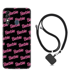 Tecno Spark 8T Kılıf Resimli Boyun Askılı İpli Desenli Silikon Barbie 1404
