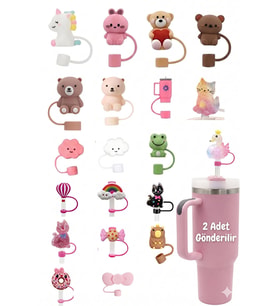 2 Adet Stanley Quencher Uyumlu Tüm Pipetlerle Uyumlu H2.0 30/40 Oz Uyumlu Figür Pipet Başlığı (Çok Renkli)