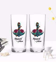BK Gift Kişiye Özel Renkli Baskılı Çapa Tasarımlı İkili Rakı Bardağı Seti-4