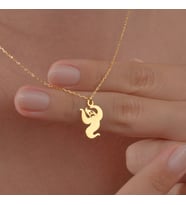 14 Ayar Altın Kaplama Kıvrımlı Hayalet Kolye  Gümüş Kolye - CN00472