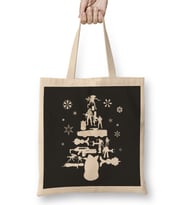 Aliens Christmas Tree Silhouette White Bez Çanta Uzun Saplı