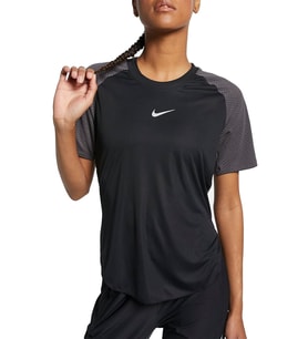 Nike Breath Womens City Sleek Top Cool Kadın Koşu Tişörtü Siyah