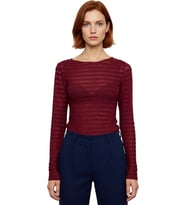 Stil Kadın Fitted Vücuda Oturan Dokulu Tül Esnek Bluz Regular Örme Slim Kalıp