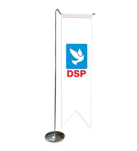 Masa Üstü Kırlangıç DSP Bayrağı + Krom L Direk Masa Bayrak Seti