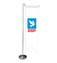 Masa Üstü Kırlangıç DSP Bayrağı + Krom L Direk Masa Bayrak Seti