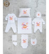 K1001 Isimli Kız Bebek 10lu Beyaz Hastane Çıkışı %100 Pamuk
