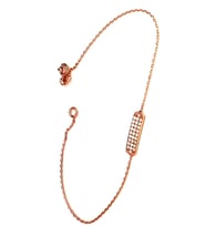 Zirkon taşlı gümüş rose minimal plaka bileklik