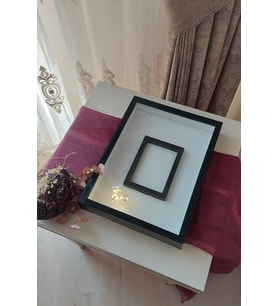 30x40 Cm Siyah  Ledli Fotoğraf Bölümlü Tasarım Gül Kutusu Anı Çerçevesi!