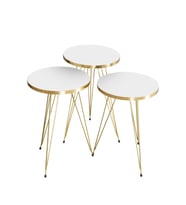 Zigon Sehpa Gold Beyaz Tel