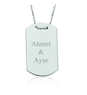 Gümüş İsimli Asker Künyesi Bayan Kolye
