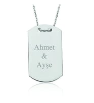 Gümüş İsimli Asker Künyesi Bayan Kolye