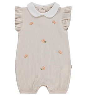 Civil Baby Çiçek Nakış 6-18 Ay Tulum - Bej