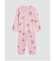 LCW Kids Pembe Desenli Kız Çocuk Kadife Pijama Takımı