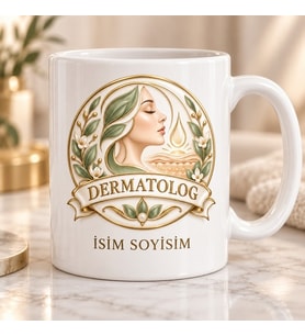 Dermatolog Kupa Bardak Yüz Profili ve Yaprak Desenli