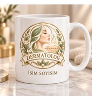Dermatolog Kupa Bardak Yüz Profili ve Yaprak Desenli