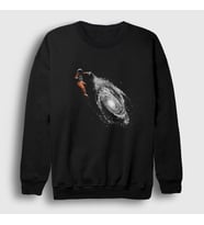 Presmono Unisex Siyah Spray Astronaut Space Astronot Uzay Sweatshirt 283931tt