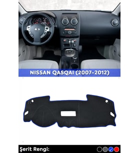 Nıssan Qasqaı (2007-2012) 3d Torpido Koruma Kılıfı - Ön Göğüs Kaplama - Mavi Şerit