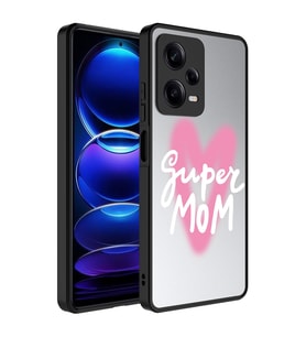 Xiaomi Redmi Note 12 Pro 5G Kılıf Aynalı Desenli Kamera Korumalı Parlak Mirror Kılıf Süper Anne