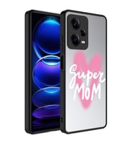 Xiaomi Redmi Note 12 Pro 5G Kılıf Aynalı Desenli Kamera Korumalı Parlak Mirror Kılıf Süper Anne