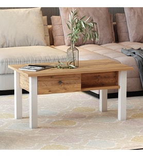 Orta Sehpa Loft Beyaz Antik Çam
