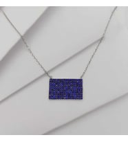 Gümüş Zirkon Taşlı Dikdörtgen Kolye 925 Ayar (Karışık)