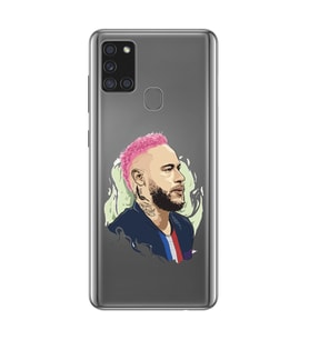 Samsung Galaxy A21S Uyumlu Neymar Tasarımlı Şeffaf Telefon Kılıfı