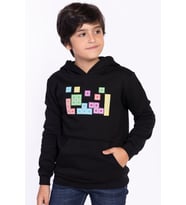 Toontoy Erkek Çocuk Baskılı Kanguru Cepli Sweatshirt (Siyah)
