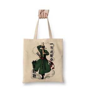 Roronoa Zoro One Piece 01 Beyaz Bez Çanta Uzun Saplı Alışveriş Çantası Plaj Çantası