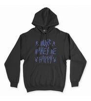 Music Makes Me Happy Siyah Kapşonlu Sweatshirt Hoddie