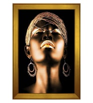 Kadın Motifli Kanvas Tablo 50 x 70 cm Gold Çerçeve