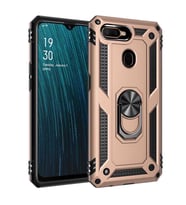 Oppo A12 Kılıf Zore Vega Yüzüklü Standlı Zırh Kılıf (Gold)