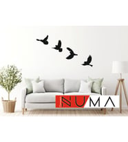 Numa Concept Dörtlü Kuş Duvar Süsü Duvar Dekoru 4 Adet (Siyah)