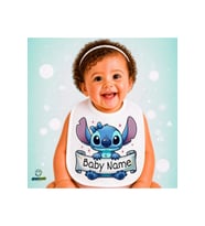 Kişiye Özel Stitch Keten Bebek Mama Önlüğü – Yumuşak, Emici, Yıkanabilir, Özel Tasarım P106