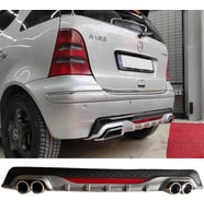 Mercedes A160 Difüzör Arka Tampon Eki 4 Egzoz Çıkışlı Gri Siyah