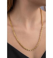 14 Ayar Altın Işıltılı Burgu Halat Zincir Kolye 3.90 mm (Beyaz)