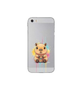 iPhone 5 SE ile Uyumlu Splash Kapibara Tasarımlı Şeffaf Silikon Kılıf