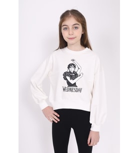 Toontoy Kız Çocuk Baskılı Sweatshirt (Ekru)