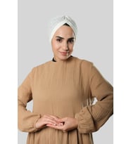 Beyaz Pratik Hazır Geçmeli Tesettür Bone Jakar Kendinden Desenli 1209_42
