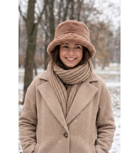 Camel Peluş Bucket Kova Şapka
