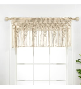 Decor Boho Makrame Dokulu Pamuk Saçak/Mutfak Perdesi/Duvar Dekoru, 50,8 cm U x 127 cm G, Nötr