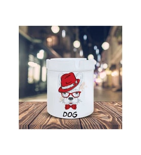 Kırmızı Şapkalı Köpek Baskılı Küllük Seramik Kül Tablası-25489