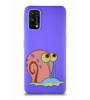 Realme 7 Pro Soft Premier Kapak Salyangoz Gary Tasarımlı Silikon Kılıf - Mor (Şeffaf)