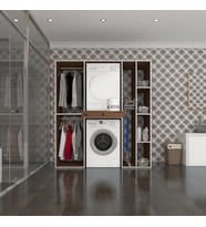 Kenzlife çamaşır-kurutma makinesi dolabı ve giysi dolabı çekmeceli hattab sağ raf cvz 187*160*60  banyo (Beyaz)