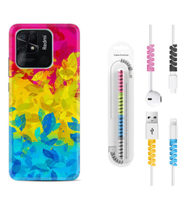 Xiaomi Poco X3 Pro M4 Pro X4 Pro C40 10C Kılıf Kablo Koruma Spiral Silikon Yapraklar 1634