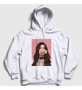Presmono Unisex Beyaz Flower Dua Lipa Kapüşonlu Sweatshirt 320753tt