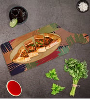 BK Gift Modern Art Tasarımlı Dikdörtgen Şeklinde Doğal Ahşap Servis ve Sunum Tabağı Model 11