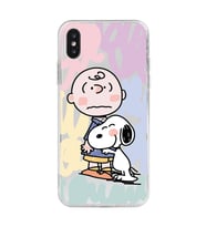 Iphone XS MAX Uyumlu Snoopy ve Charlie Brown Tasarımlı Şeffaf Telefon Kılıfı