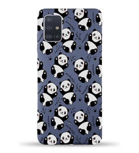 Samsung Galaxy A71 Uyumlu Lansman Kılıf Panda Tasarımlı İçi Kadife Kapak-Petrol Mavisi (Şeffaf)
