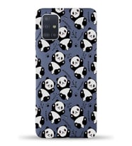 Samsung Galaxy A71 Uyumlu Lansman Kılıf Panda Tasarımlı İçi Kadife Kapak-Petrol Mavisi (Şeffaf)